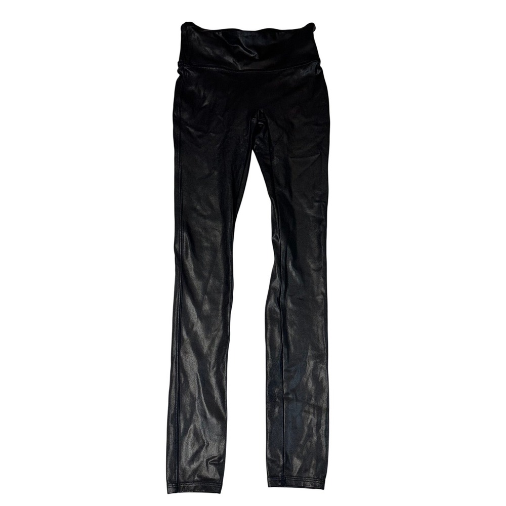 Spanx Faux Leather Leggings Black High Waist Shaping 2437 Womens Small